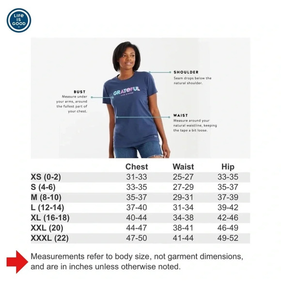 LIFE IS GOOD WOMEN’S Size XL CRUSHER TEE Cornflower Blue NWT - Picture 8 of 14